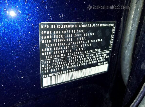 3VVMB7AX4RM037452 2024 VOLKSWAGEN TIGUAN Blue Вид підкапотного простору