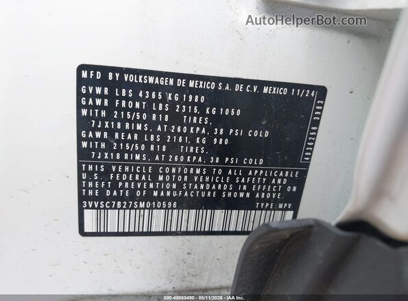 3VVSC7B27SM010596 2025 VOLKSWAGEN TAOS Белый Вид подкапотного пространства