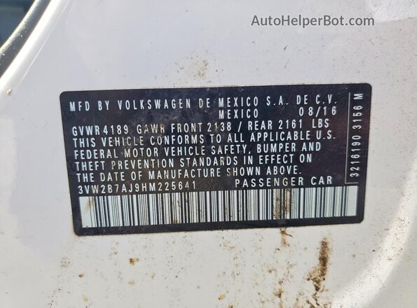 3VW2B7AJ9HM225641 2017 VOLKSWAGEN JETTA Белый Вид подкапотного пространства