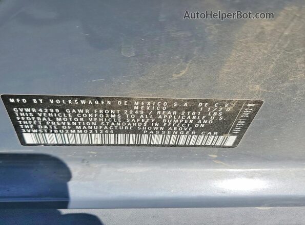 3VW5T7BU2MM021244 2021 VOLKSWAGEN JETTA Серый Вид подкапотного пространства