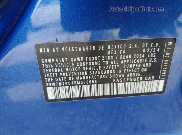 3VW7M7BU4RM056896 2024 VOLKSWAGEN JETTA Синий Вид подкапотного пространства