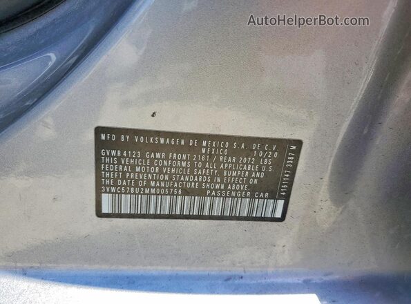 3VWC57BU2MM005756 2021 VOLKSWAGEN JETTA Silver ძრავის განყოფილების ხედი