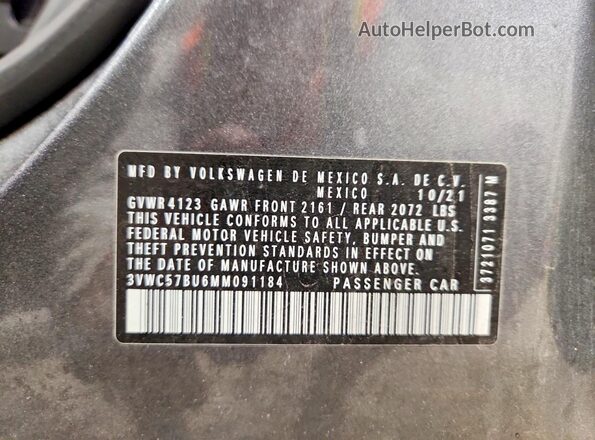 3VWC57BU6MM091184 2021 VOLKSWAGEN JETTA Gray Вид підкапотного простору
