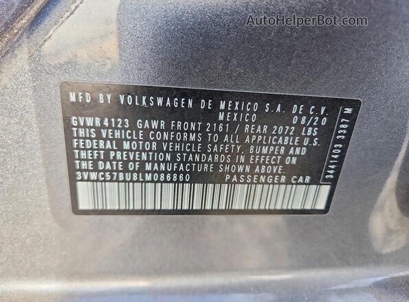 3VWC57BU8LM086860 2020 VOLKSWAGEN JETTA Серебряный Вид подкапотного пространства