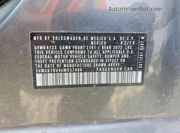 3VWCB7BU9LM037496 2020 VOLKSWAGEN JETTA Серый Вид подкапотного пространства