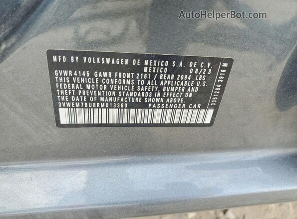 3VWEM7BU8RM013380 2024 VOLKSWAGEN JETTA Серый Вид наклейки с VIN-кодом