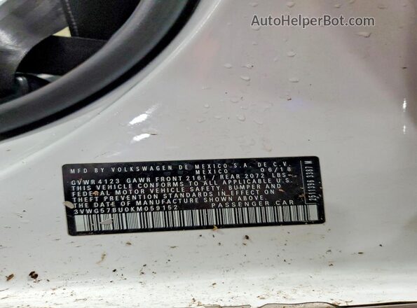 3VWG57BU0KM059152 2019 VOLKSWAGEN JETTA White Widok komory silnika
