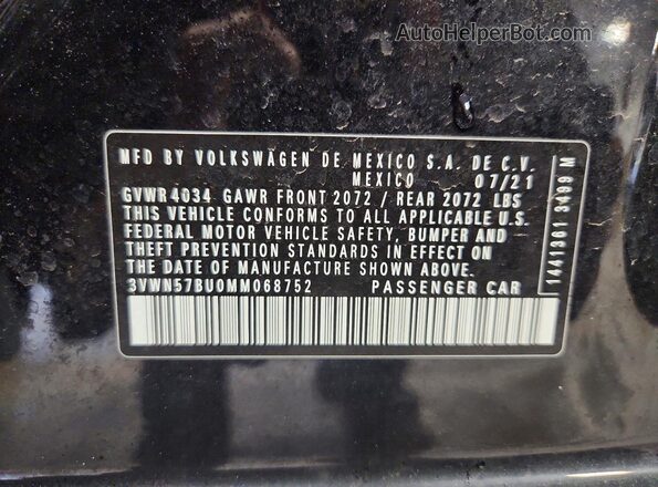 3VWN57BU0MM068752 2021 VOLKSWAGEN JETTA Black Widok komory silnika