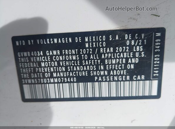 3VWN57BU3MM079440 2021 VOLKSWAGEN JETTA Белый Вид подкапотного пространства
