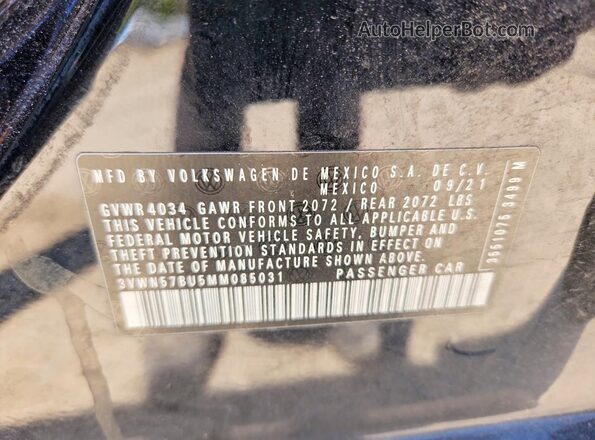 3VWN57BU5MM085031 2021 VOLKSWAGEN JETTA Black Вид підкапотного простору