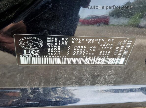 3VWW57BU1KM058734 2019 VOLKSWAGEN JETTA Черный Вид подкапотного пространства