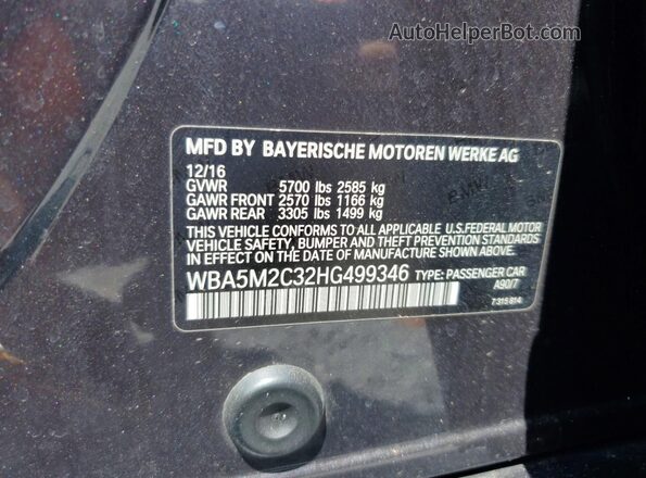 WBA5M2C32HG499346 2017 BMW OTHER Черный Вид наклейки с VIN-кодом