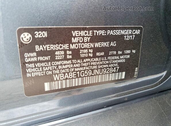 WBA8E1G59JNU92847 2018 BMW OTHER Черный Вид наклейки с VIN-кодом