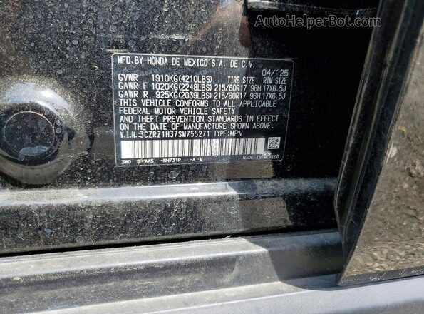 3CZRZ1H37SM755271 2025 HONDA HR-V Черный Вид наклейки с VIN-кодом