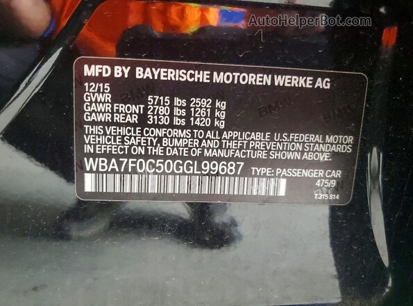 WBA7F0C50GGL99687 2016 BMW OTHER Black Widok naklejki z numerem VIN
