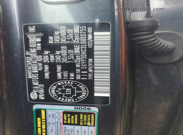 5XYP3DHC3LG013755 2020 KIA TELLURIDE Black Панорамний вид салону 360°
