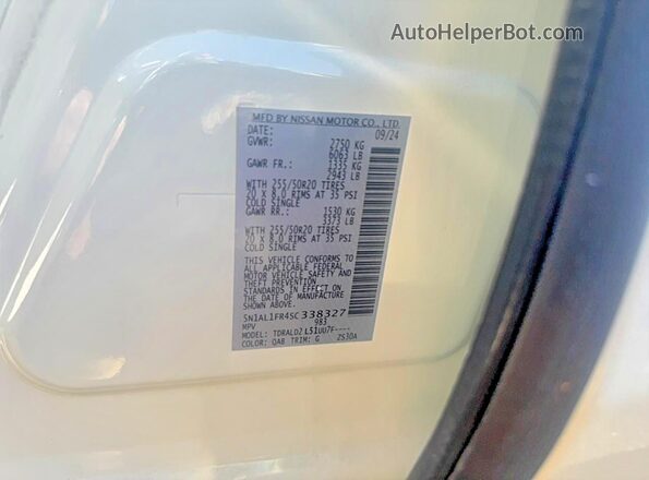 5N1AL1FR4SC338327 2025 INFINITI QX60 Белый Вид задней части салона