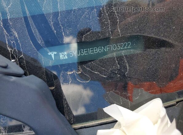5YJ3E1EB6NF103222 2022 TESLA MODEL Белый Вид наклейки с VIN-кодом