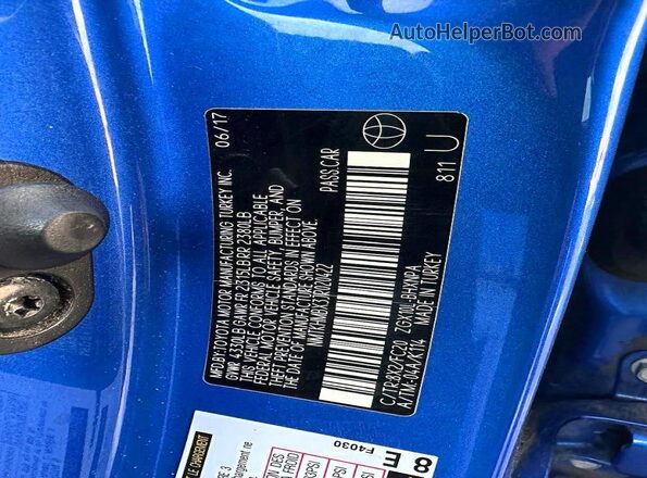 NMTKHMBX3JR020422 2018 TOYOTA C-HR Blue Widok wnętrza z tyłu