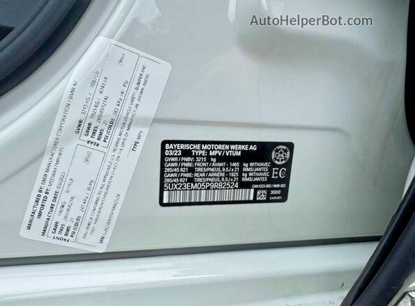 5UX23EM05P9R82524 2023 BMW X7 White Widok wnętrza z tyłu