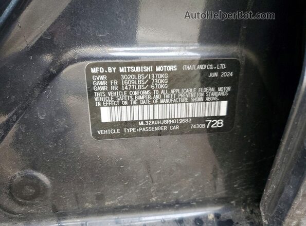 ML32AUHJ8RH019682 2024 MITSUBISHI MIRAGE Угольный Вид наклейки с VIN-кодом
