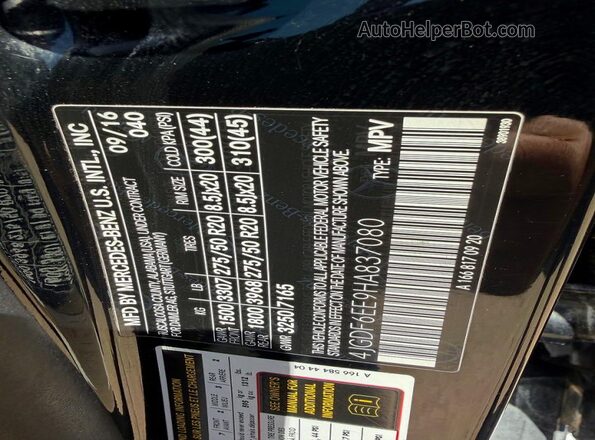 4JGDF6EE9HA837080 2017 MERCEDES-BENZ GLS-CLASS Черный Вид задней части салона