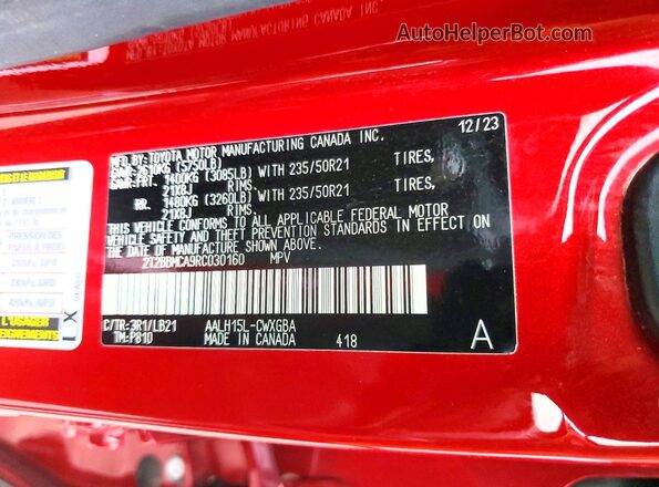 2T2BBMCA9RC030160 2024 LEXUS RX Red 360 interior view