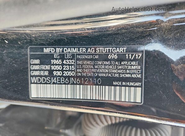 WDDSJ4EB6JN612110 2018 MERCEDES-BENZ CLA-CLASS Черный Вид подкапотного пространства