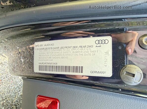 WAUR2AF25KN053408 2019 AUDI A7 Черный Вид задних сидений