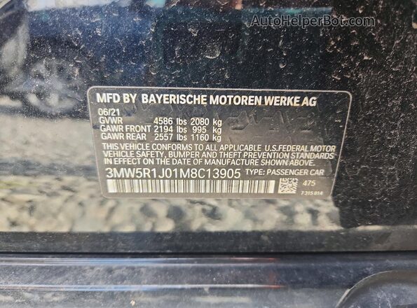 3MW5R1J01M8C13905 2021 BMW OTHER Черный Вид наклейки с VIN-кодом