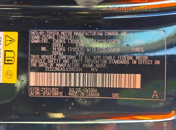 2T2ZZMCA9JC095914 2018 LEXUS RX Black Widok wnętrza z tyłu