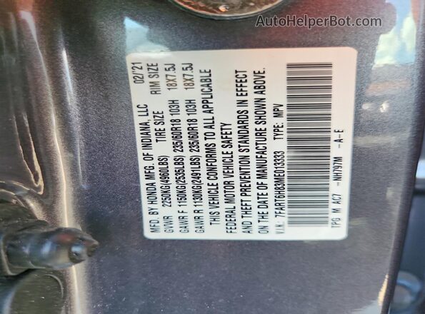 7FART6H83ME013333 2021 HONDA CR-V Gray VIN կոդի պիտակի տեսք