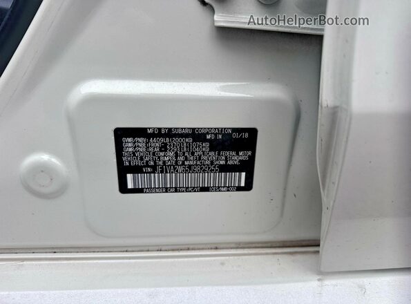 JF1VA2W65J9829255 2018 SUBARU WRX Белый Вид задней части салона