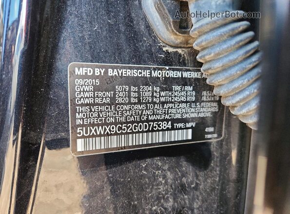 5UXWX9C52G0D75384 2016 BMW X3 Черный Панорамный вид салона 360°