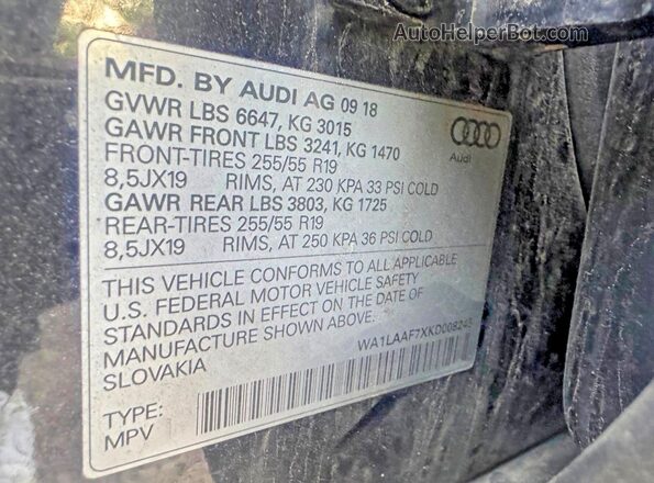 WA1LAAF7XKD008245 2019 AUDI Q7 Черный Вид задней части салона