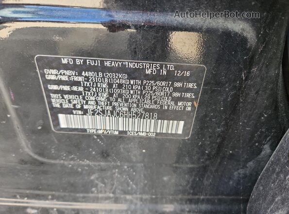 JF2SJAJC6HH527818 2017 SUBARU FORESTER 2.5 Черный Панорамный вид салона 360°