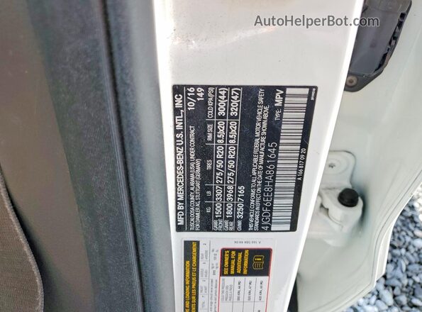 4JGDF6EE8HA861645 2017 MERCEDES-BENZ GLS White Widok naklejki z numerem VIN
