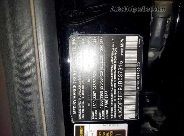 4JGDF6EE9JB037315 2018 MERCEDES-BENZ GLS Black Vista de la etiqueta del VIN