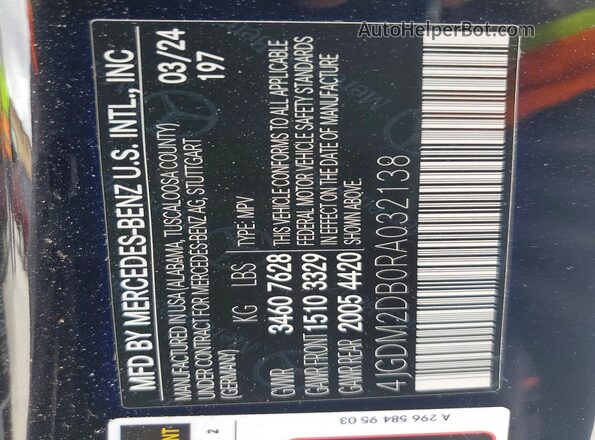 4JGDM2DB0RA032138 2024 MERCEDES-BENZ EQS Black Vista de la etiqueta del VIN