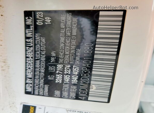 4JGDM2DB3PA011880 2023 MERCEDES-BENZ EQS White Vista interior de 360 grados