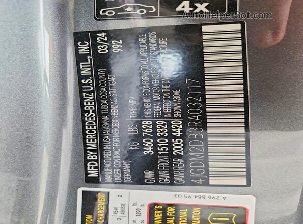 4JGDM2DB3RA032117 2024 MERCEDES-BENZ EQS Серый Вид наклейки с VIN-кодом