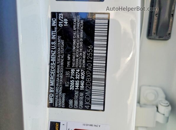 4JGDM2DBXPA012556 2023 MERCEDES-BENZ EQS White VIN sticker view