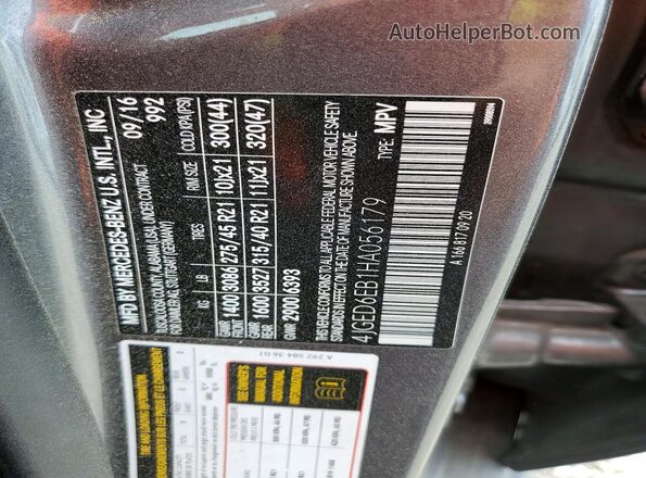 4JGED6EB1HA056179 2017 MERCEDES-BENZ GLE Серый Вид наклейки с VIN-кодом