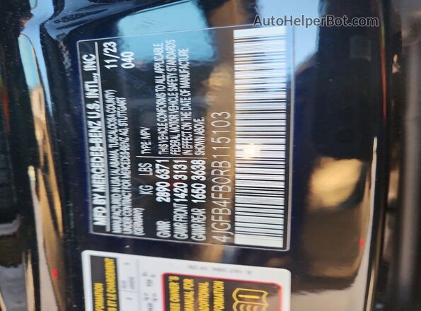4JGFB4FB0RB115103 2024 MERCEDES-BENZ GLE Black Widok naklejki z numerem VIN