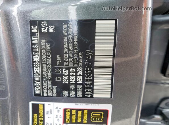 4JGFB4FB3RB171469 2024 MERCEDES-BENZ GLE Серый Панорамный вид салона 360°