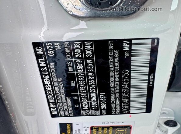 4JGFB4FB5SB465753 2025 MERCEDES-BENZ GLE Белый Панорамный вид салона 360°