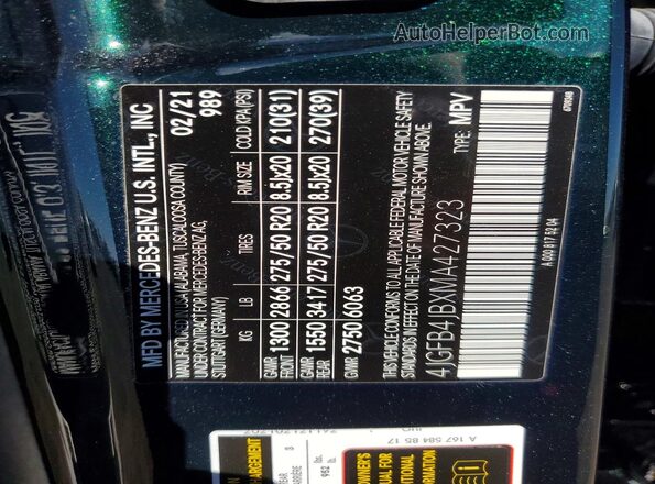 4JGFB4JBXMA427323 2021 MERCEDES-BENZ GLE Green Vista interior de 360 grados