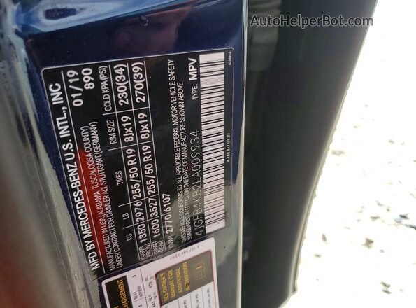 4JGFB4KB2LA009934 2020 MERCEDES-BENZ GLE Blue Панорамний вид салону 360°