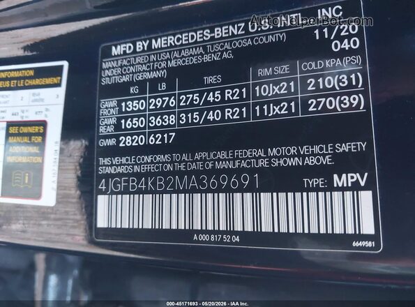 4JGFB4KB2MA369691 2021 MERCEDES-BENZ GLE 350 Black Vista del compartimento del motor