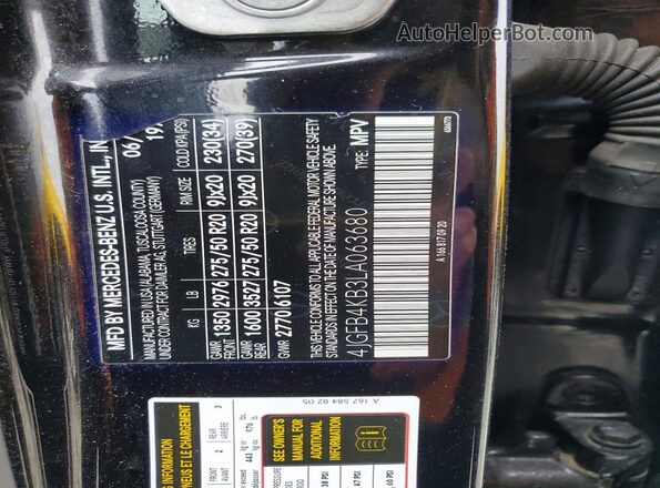4JGFB4KB3LA063680 2020 MERCEDES-BENZ GLE Black Вид наклейки з VIN-кодом